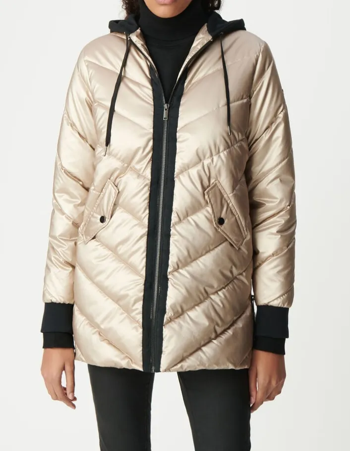 Sous-doudoune gold capuche molleton noir Femme