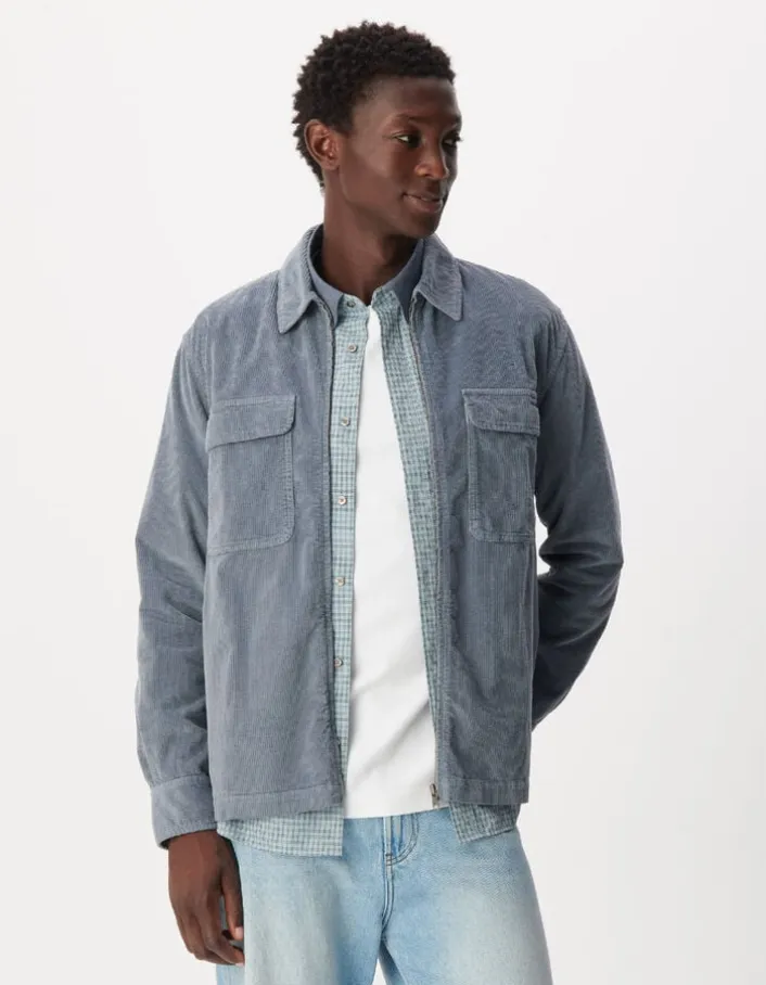Surchemise easy bleue velours côtelé Homme