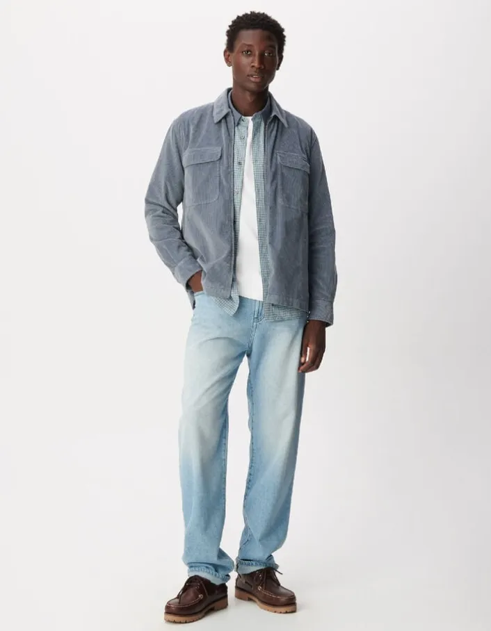 Surchemise easy bleue velours côtelé Homme