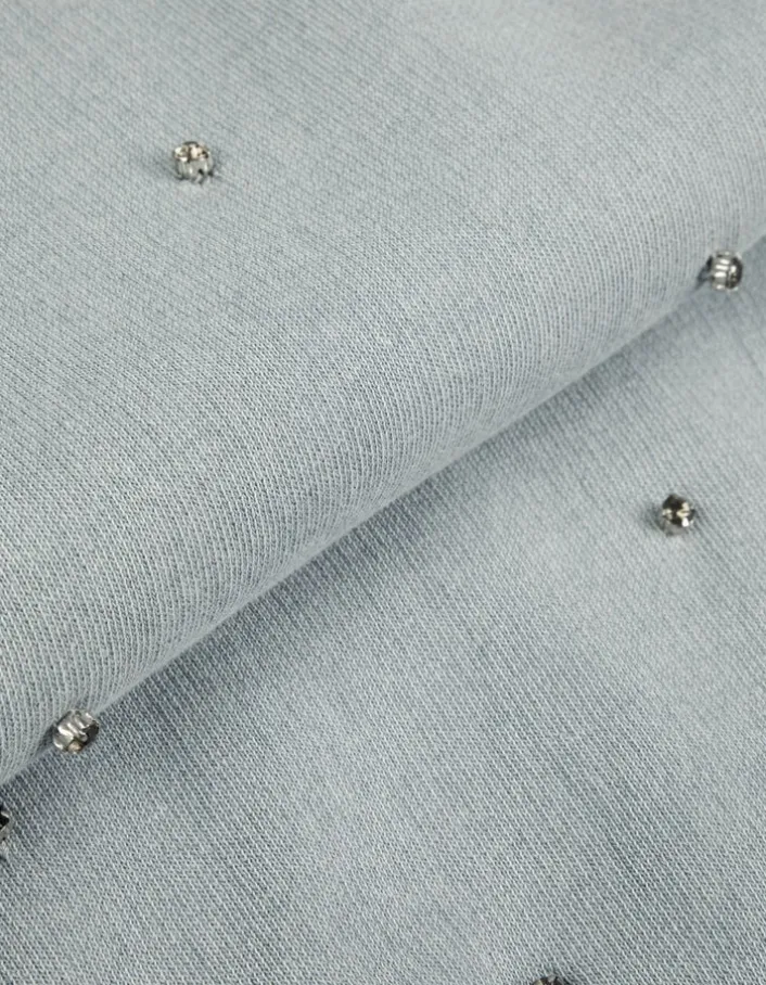 Sweat capuche bleu broderies strass Femme