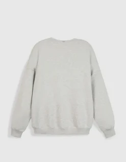 Sweat gris broderies message Femme