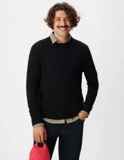 Sweat noir molleton effet rayures Homme
