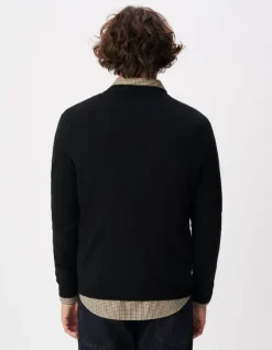 Sweat noir molleton effet rayures Homme