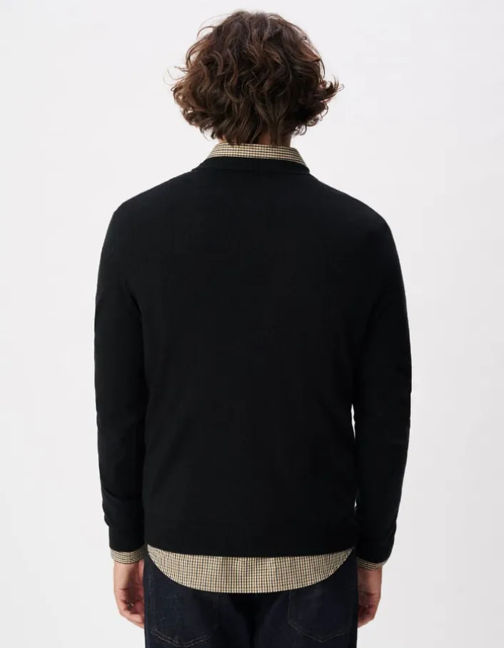 Sweat noir molleton effet rayures Homme