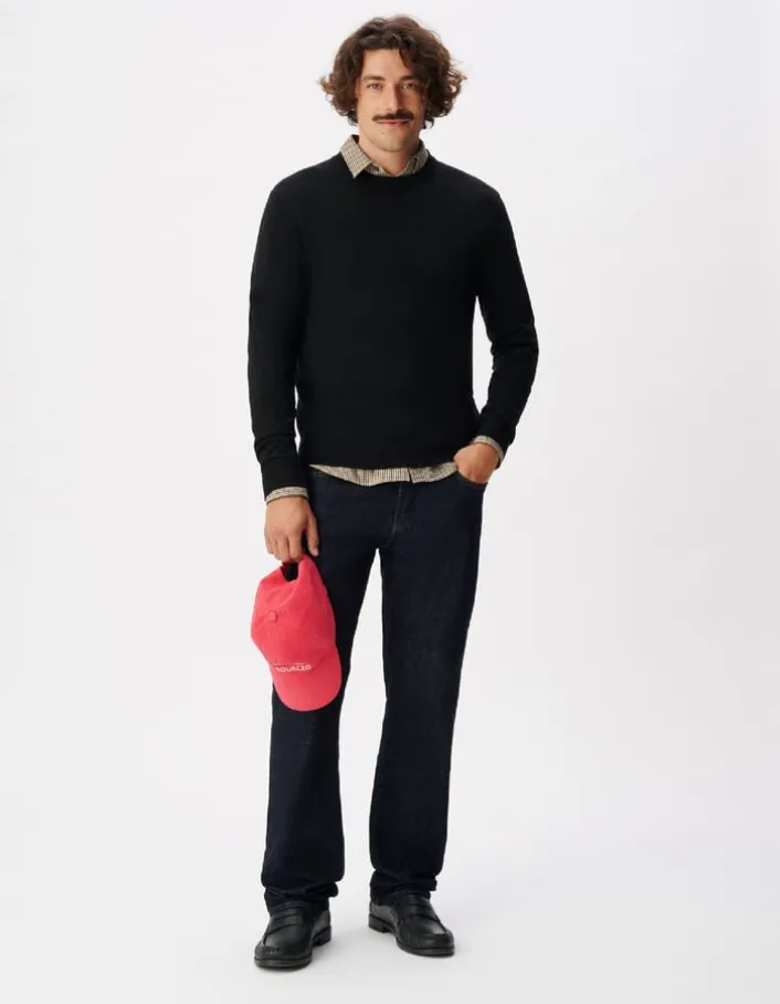 Sweat noir molleton effet rayures Homme