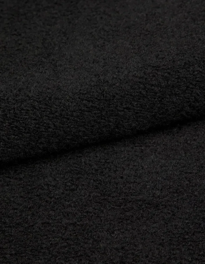 Sweat zippé noir laine bouillie une poche plaquée Homme