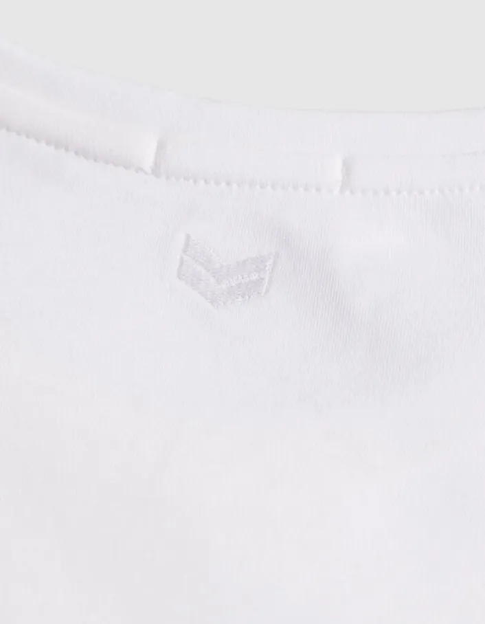 Tee-shirt col rond blanc broderie chevrons dos Femme