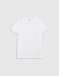 Tee-shirt col rond blanc broderie chevrons dos Femme
