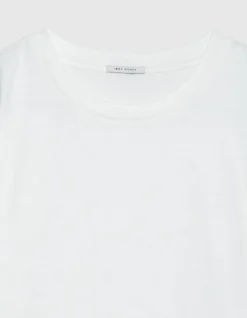 Tee-shirt col rond blanc détail crochet et sequins Femme
