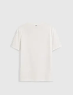Tee-shirt col rond blanc print message Femme