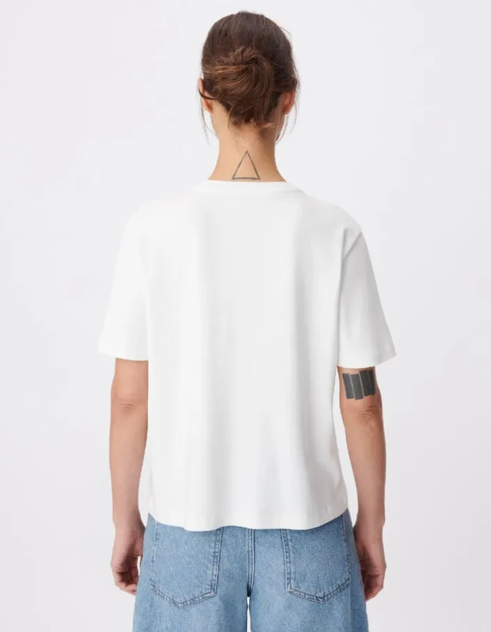 Tee-shirt col rond blanc visuel canette et messages Femme