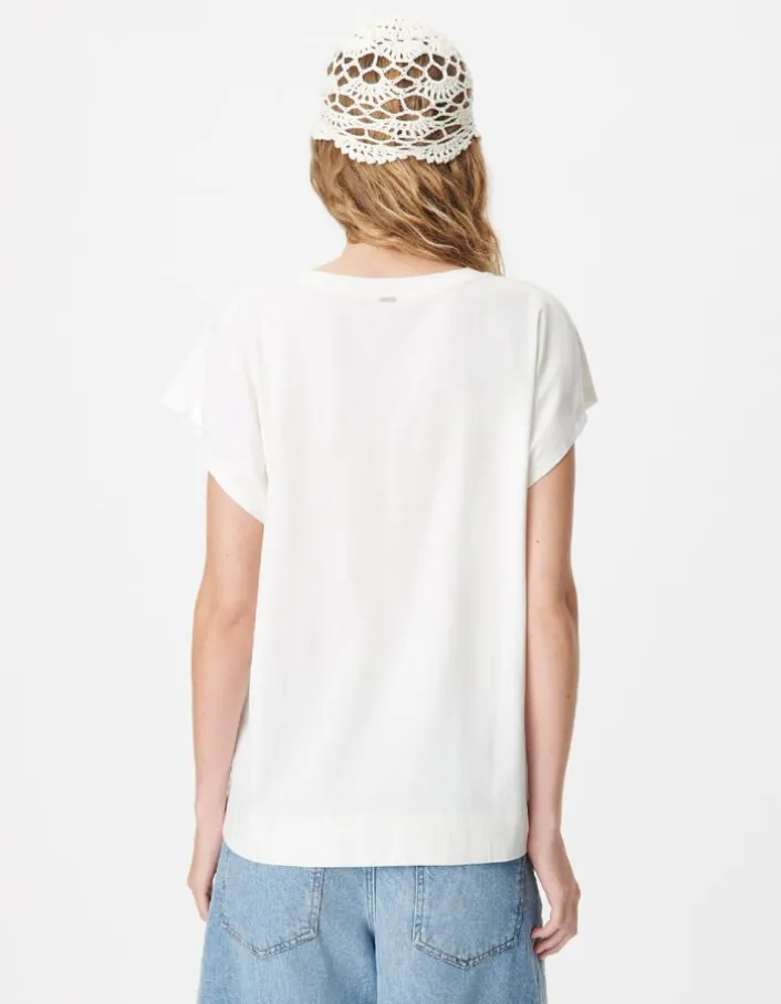 Tee-shirt col rond blanc visuel piments et messages Femme