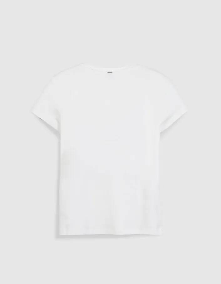 Tee-shirt col rond blanc visuel immeuble Femme