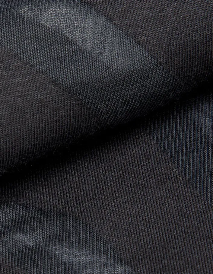 Tee-shirt col V noir motif zèbre en transparence Femme
