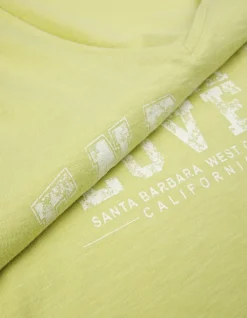Tee-shirt col V vert à message Femme