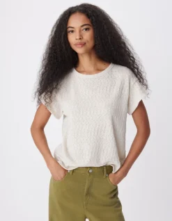 Tee-shirt doré maille ajourée cache-coeur dos Femme