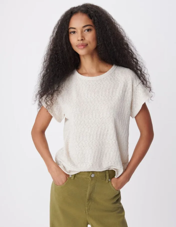 Tee-shirt doré maille ajourée cache-coeur dos Femme