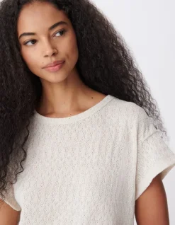 Tee-shirt doré maille ajourée cache-coeur dos Femme