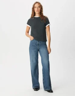 Tee-shirt gris décor strass Femme
