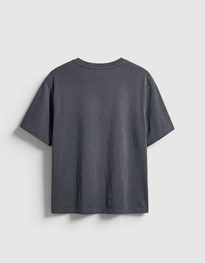Tee-shirt gris visuel serpent et message métallisé Femme