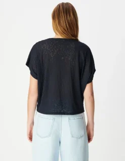 Tee-shirt loose marine imprimé léopard Femme