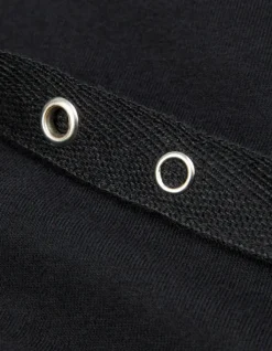Tee-shirt mi-long noir avec ceinture amovible Femme