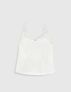 Top caraco fines bretelles blanc dentelle Femme