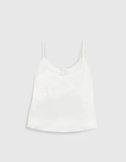 Top caraco fines bretelles blanc dentelle Femme