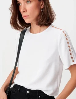 Top fluide écru dentelle manches Femme