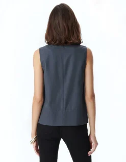 Top loose gris sans manches Femme
