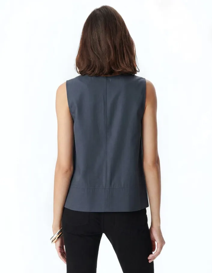 Top loose gris sans manches Femme