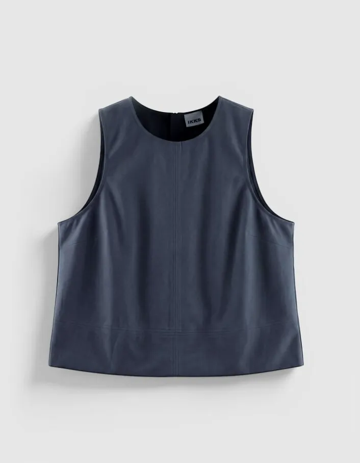 Top loose gris sans manches Femme