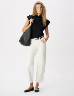 Top noir col montant effet bénitier Femme