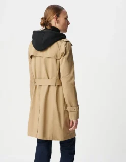 Trench beige capuche noire amovible Femme