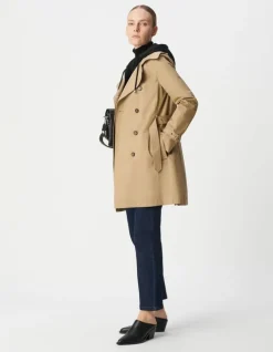 Trench beige capuche noire amovible Femme