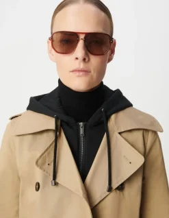 Trench beige capuche noire amovible Femme