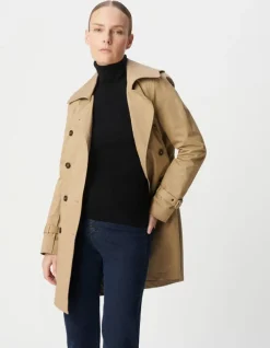 Trench beige capuche noire amovible Femme
