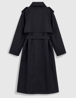 Trench long marine boutonnage croisé Léa Femme