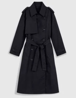 Trench long marine boutonnage croisé Léa Femme