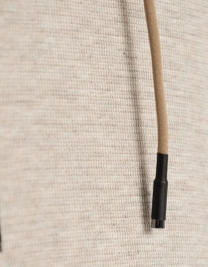 T-shirt à capuche beige maille relief Homme