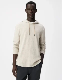 T-shirt à capuche beige maille relief Homme