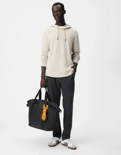 T-shirt à capuche beige maille relief Homme