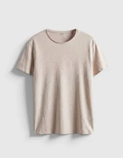 T-shirt col rond beige coton flammé Homme