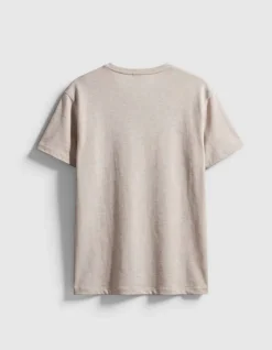 T-shirt col rond beige coton flammé Homme