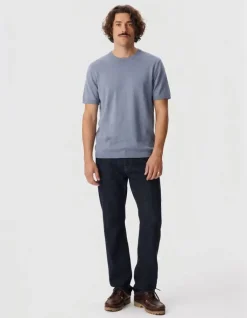 T-shirt col rond bleu coton modal Homme