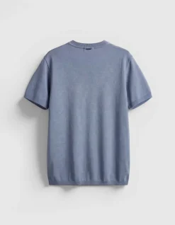 T-shirt col rond bleu coton modal Homme