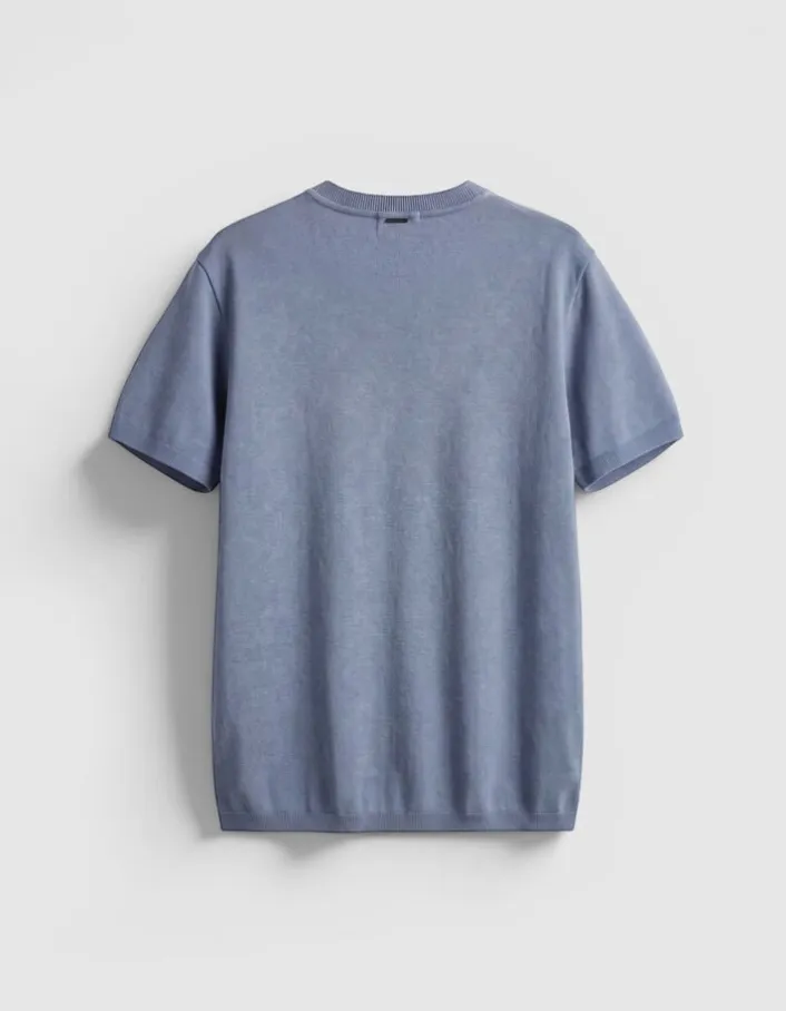 T-shirt col rond bleu coton modal Homme