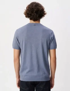T-shirt col rond bleu coton modal Homme