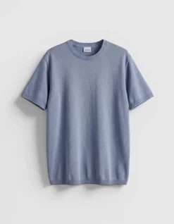 T-shirt col rond bleu coton modal Homme