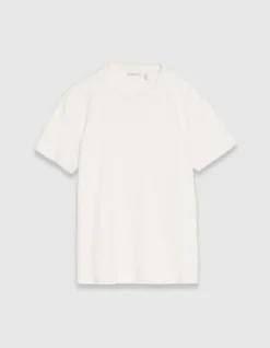 T-shirt col rond écru coton bio avec relief Homme